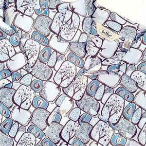 DaVinci California Men's Blue Geometric Trees Hawaiian Button Down Shirt Size XL